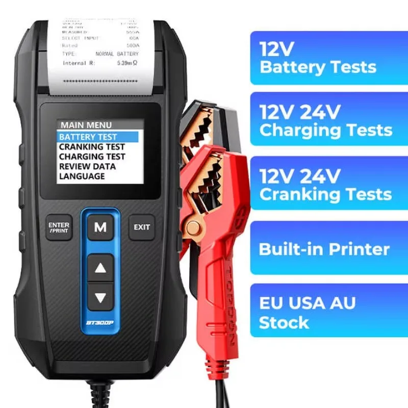 

Lead Acid Flooded AGM GEL EFB Vehicles 12V 24V Automotive Car Battery Tester With Printer Analyzer