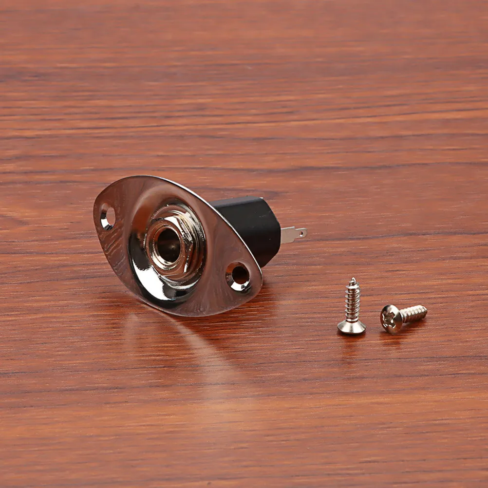 1Set Guitar End Pin Jack Threaded Metal Output Socket Plug for Electric Guitar Brass Pickup Part Electronic Socket Plate