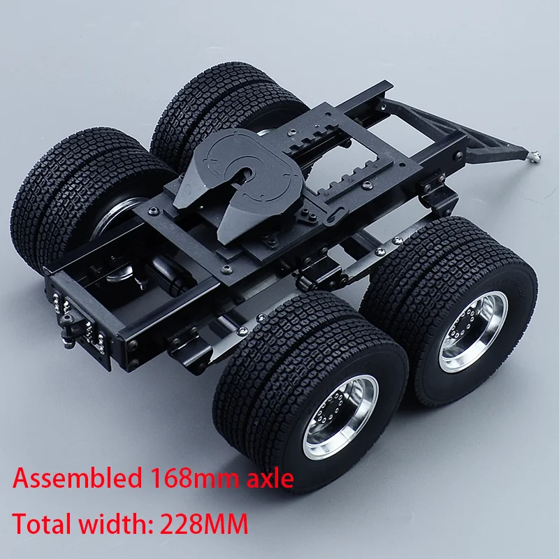 1:14 Schaal Alle Metalen 1 & 2 Assen Trailer met Tractie Vijfde wiel voor Tamiya RC Truck SCANIA 770S VOLVO FH16 Benz MAN LESU Auto