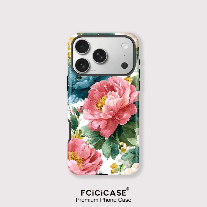 Fcicicase Shockproof Phone Case For iPhone 17 Air 16 15 Plus 14 13 12 11 Pro Max Matte Magnetic For Magsafe Flower Print Cover
