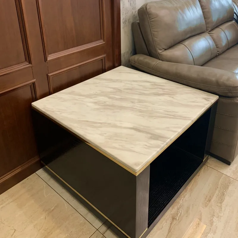 Light luxury marble edge few simple modern sofa side cabinet square few small coffee table living room phone table corner few