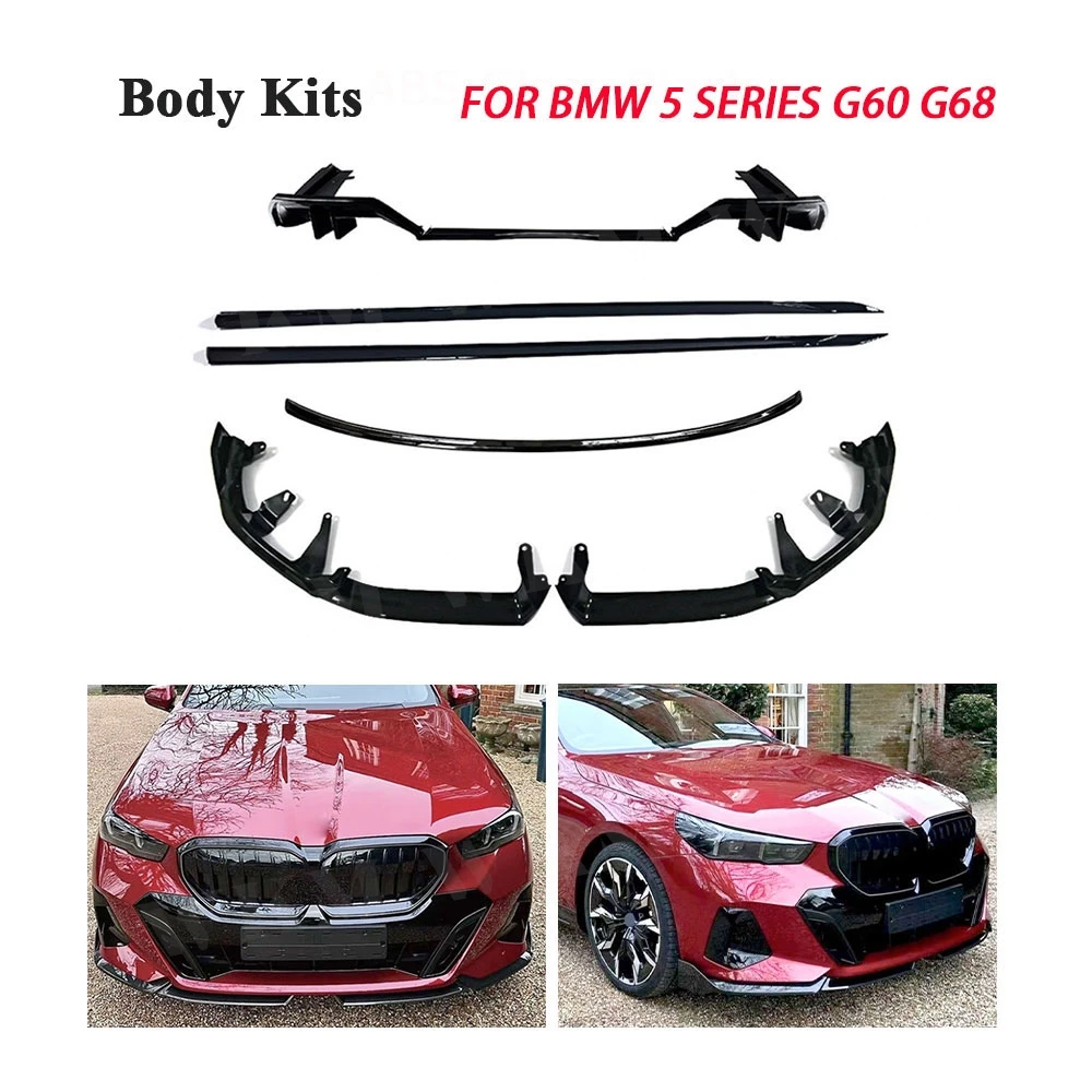 Front Lip Rear Diffuser Spoiler Side Skirts BodyKits ABS Set For BMW 5 Serise G60 G68 M Sport 2024+ Front Rear Bumper Car Guard