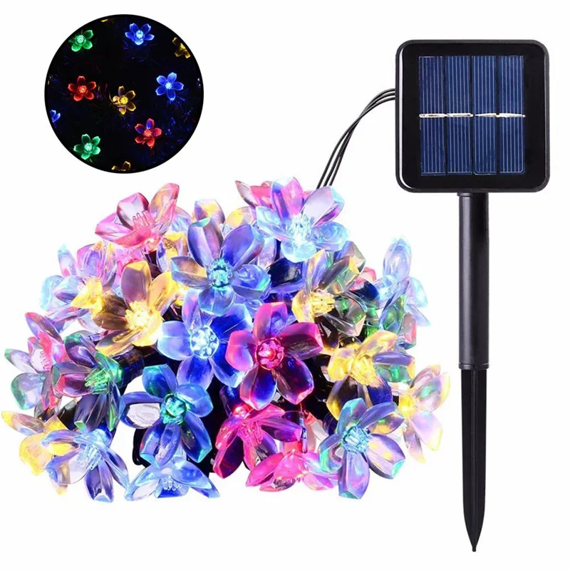 1pc Solar Garden Flower Light String,7M Waterproof Fairy Lights With 8 Lighting Modes,Outdoor Lighting For Lawn Yard Patio Decor