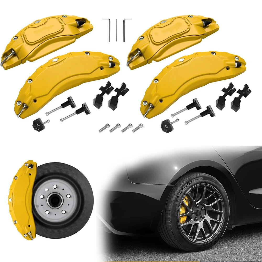 Caliper Covers For Tesla Model 3 Highland 2024 Accessories Brake Caliper Covers 4pcs/set Wheel Hub Front Rear Brake With Sticker