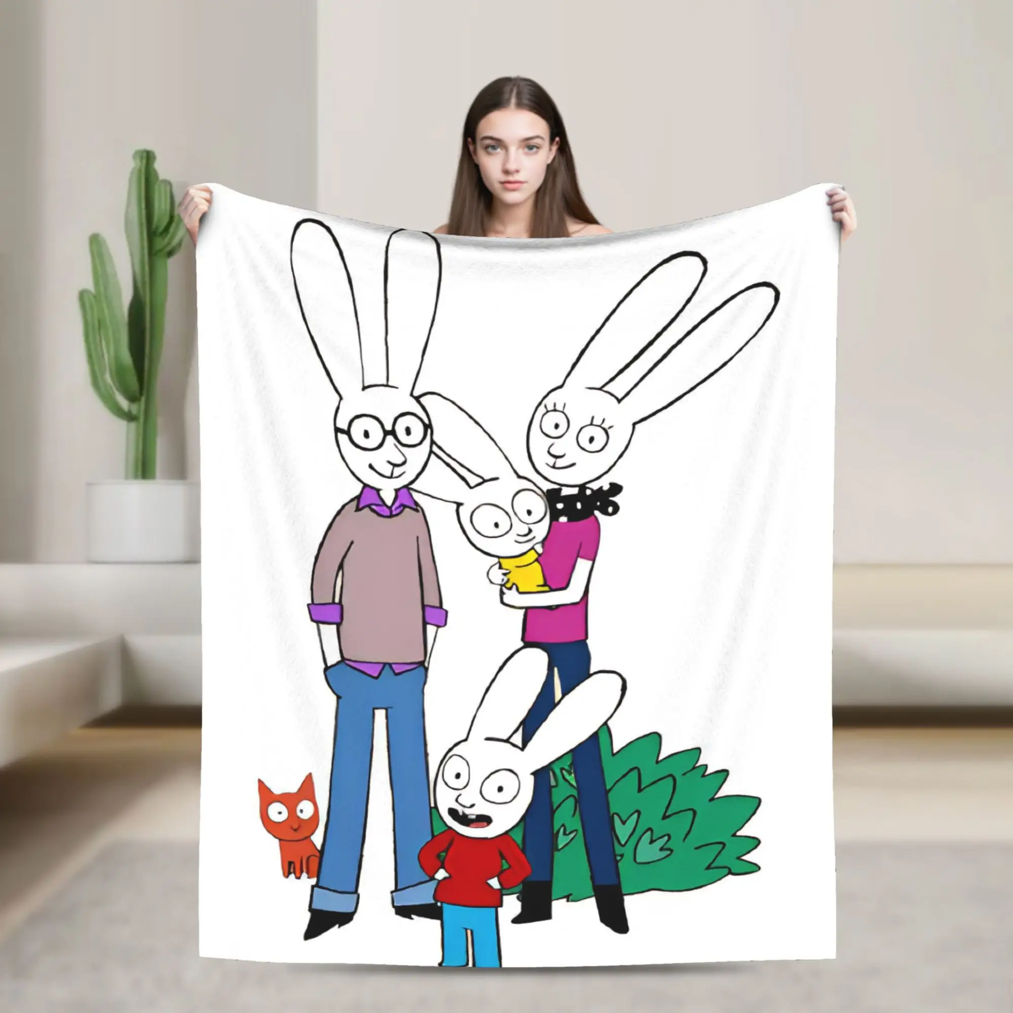 Simon Super Rabbit Blanket Warm Cozy Fluffy  Throw Blankets for Couch 50x60 Inch Multiple Sizes Rug Piece