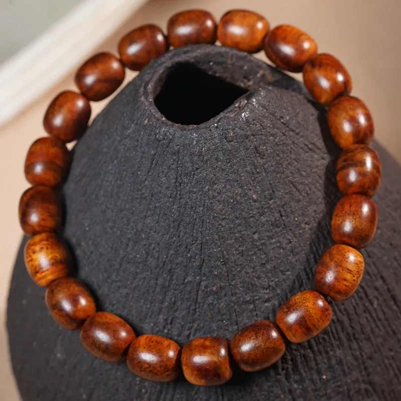 Hainan Huanghuali Bracelet Small Jujube Beads Dalbergia Odorifera Buddhist Mala Wood Beads Wenwan Collectible Unisex for Women
