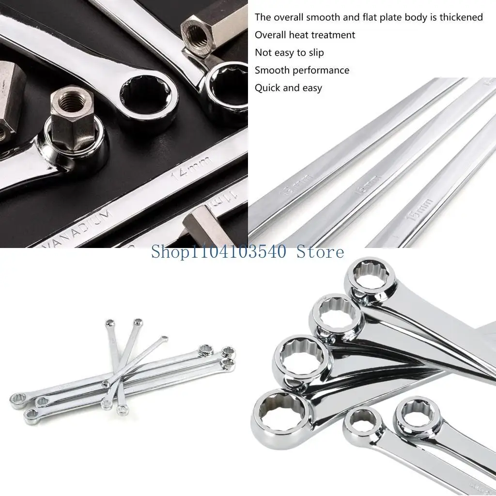 

02DC 6 Pcs for Extra Long Double Ring Box End Wrench Set Long for Lifetime Aviation Spanner for CR-V 8mm - 19mm Wrenches Tool
