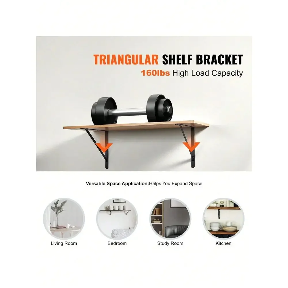 Bracket 12 X 8 In 10 Pcs Heavy Duty Floating Shelf Brackets Brackets For Shelves 3mm Thick Matte Black Triangle Shelf Bracket S