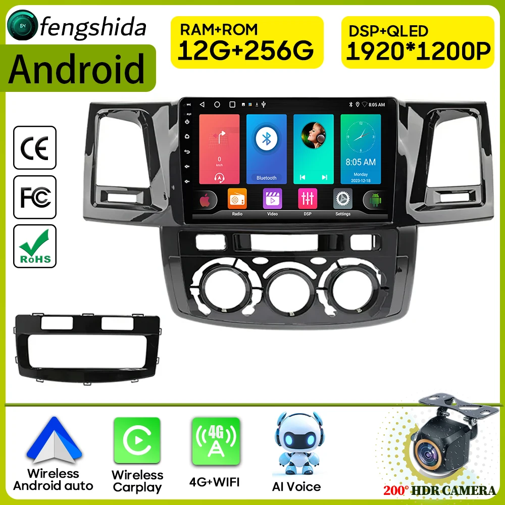 

Car Radio Carplay For Toyota Fortuner HILUX Revo Vigo 2007-2015 Navigation Android Auto Stereo Multimedia Player Video No 2din