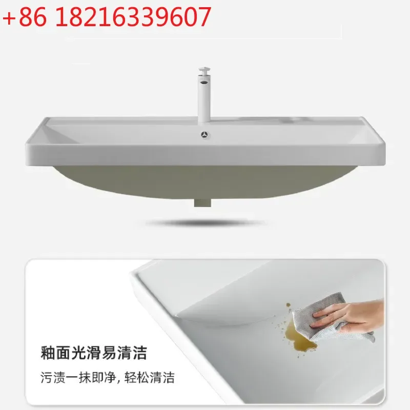 YAO1.2m Large Ceramic Integrated Wash Basin Bathroom Cabinet Semi Embedded Double Hole Sink Vanity Unit Modern Bathroom