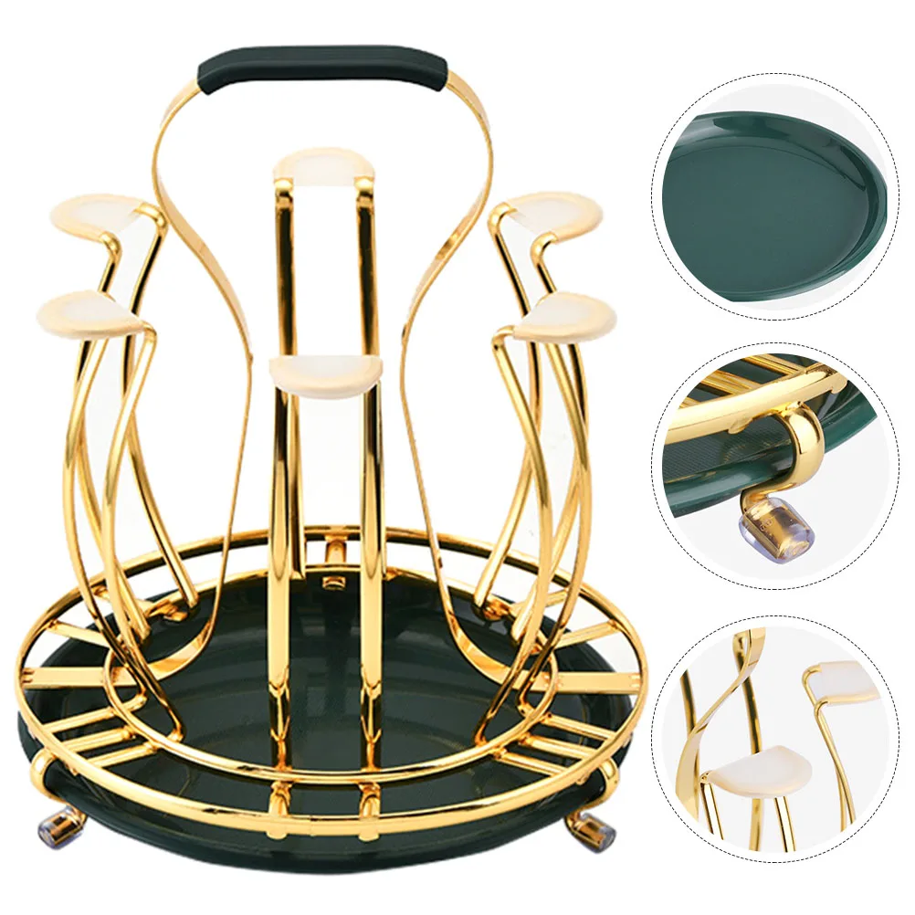 

Sturdy Iron Holder Household Rack Rustproof Draining Stand Non-Slip Mug Bracket Ventilated Kitchen Accessory Organizer