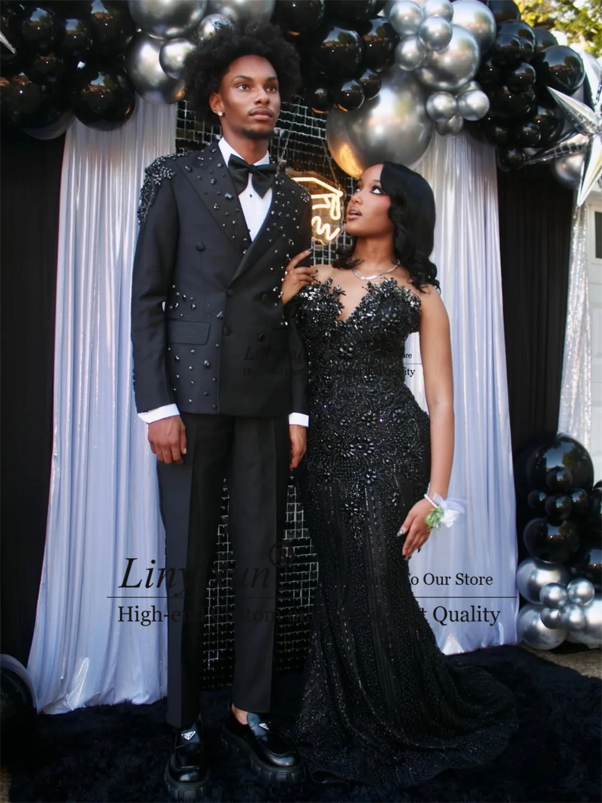 

Shiny Crystals Ornament Men Suits Double Breasted Ropa Hombre 2 Piece Sets Wedding Groom Male Blazer Customized Party Tuxedos
