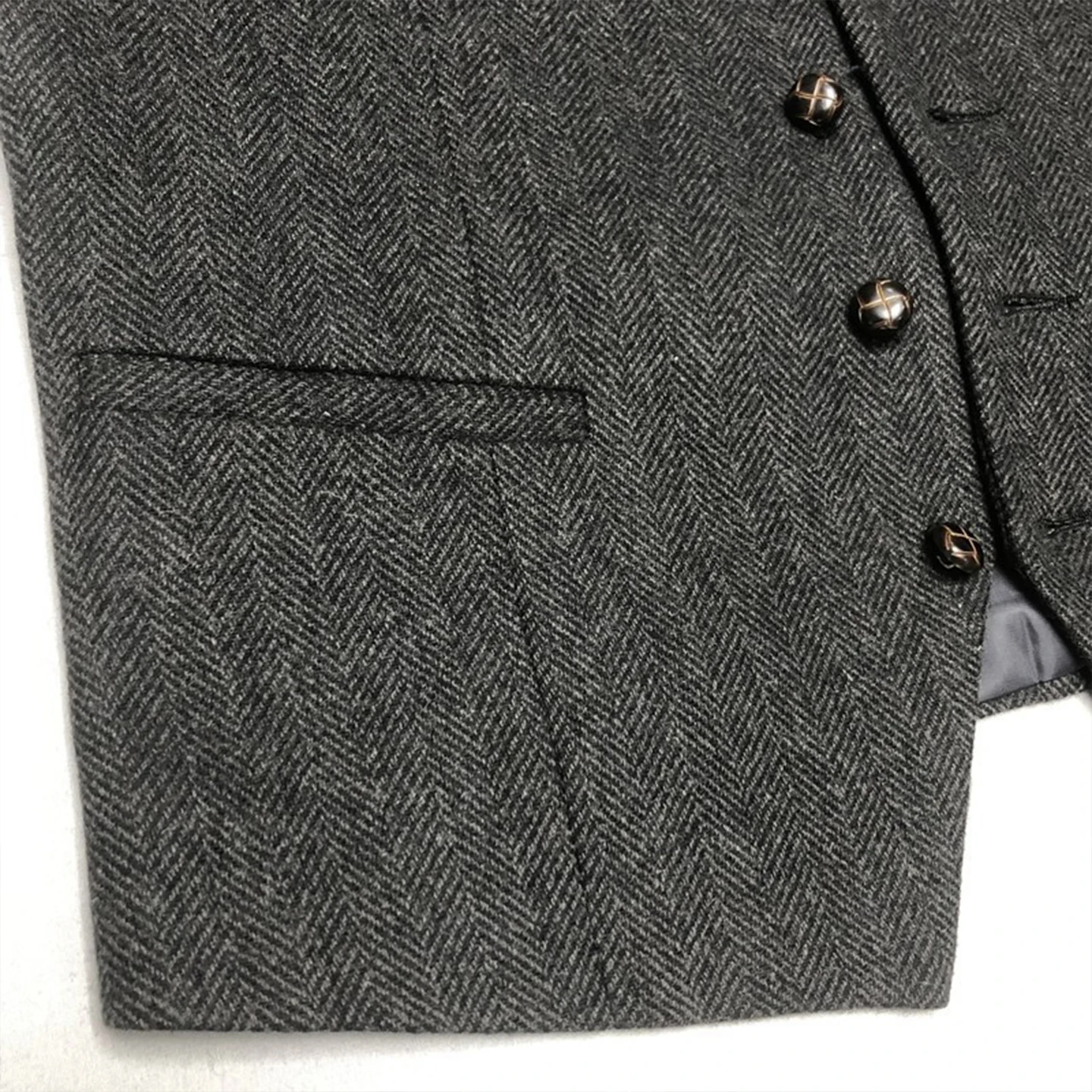 Rompi Wol Herringbone Hangat Retro Gaya Amerika Rompi Setelan Slim-Fit Pria Ukuran Besar