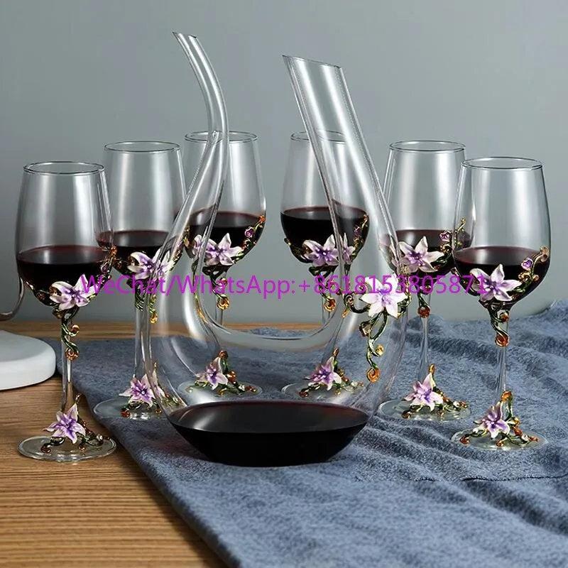 Set Enamel Color Cup Household Set Decanter Goblet Crystal Glass Creative Gift