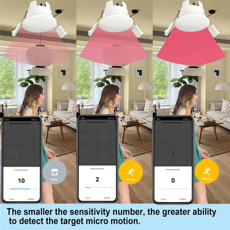 

-N21R Tuya Smart Life Wi-Fi Радар миллиметровой волны 24 ГГц Датчик присутствия человека Датчик движения Детектор яркости Приложение Монитор 80-250 В переменного тока