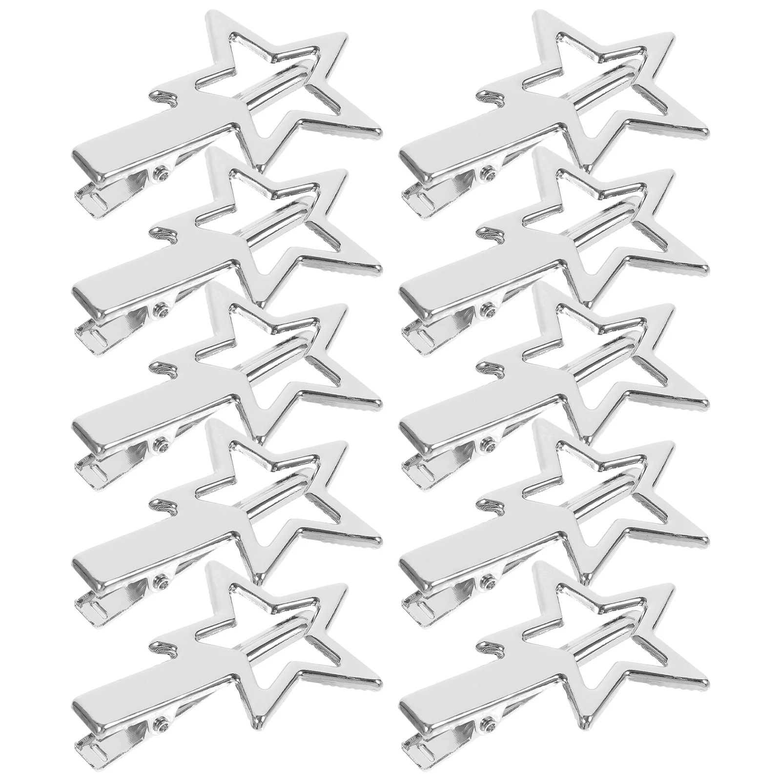 

10pcs Metal Star Hair Clips Silver Color Durable Cute Kawaii Accessories For Women Girls Bangs Messy Hairstyles