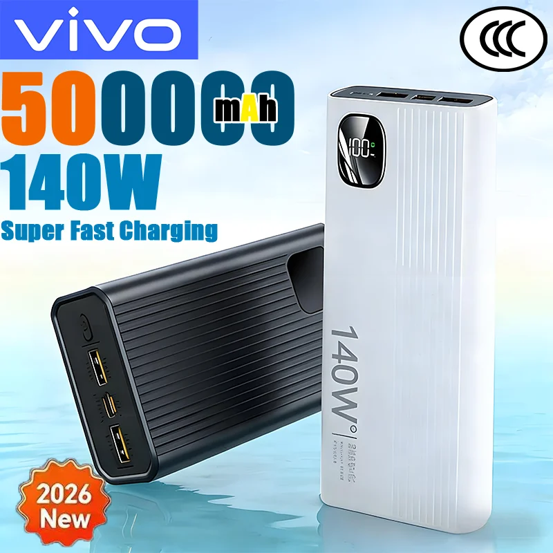 

Внешний аккумулятор VIVO 140W 500000 мАч с цифровым дисплеем, сверхбыстрой зарядкой и большой емкостью для iPhone и Samsung
