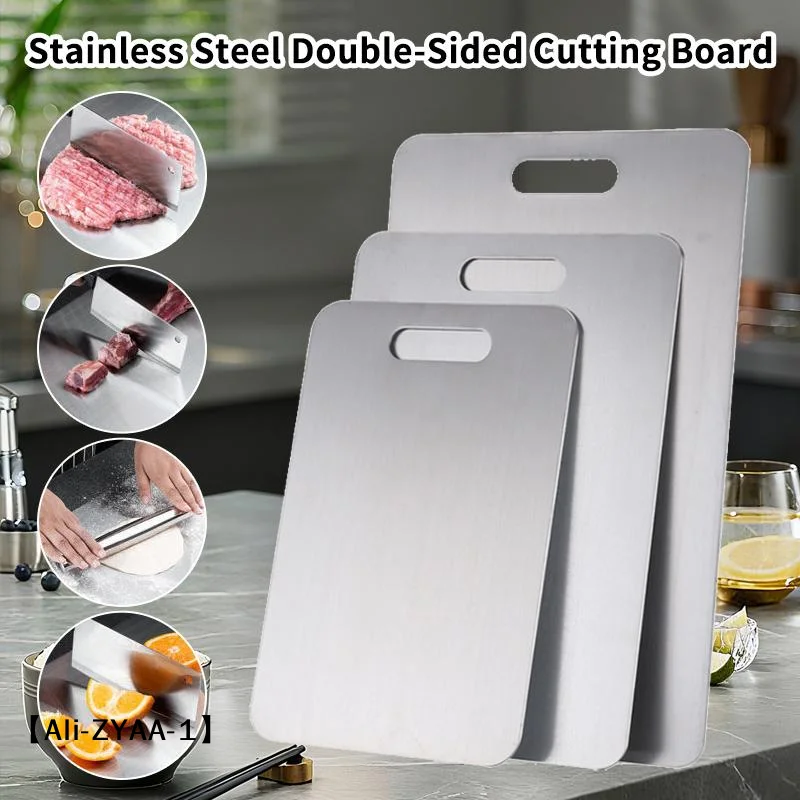 【A】Stainless Steel Double Sided Cutting Boards Are Perfect For Everyday Cooking And Food Preparation In A Home Kitchen