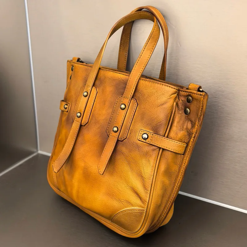 Ruil High Quality Designer Retro Handaged Vegetable Tannin Cowhide Shoulder Mesengers Bag  Crossbody bag