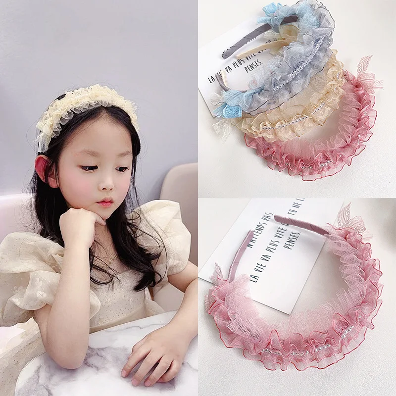 12pcs Glitter Tutu Floral Hairbands Cartoon Pearl Hard Headbands Boutique Hair Accessories for Girls Princess Headwear