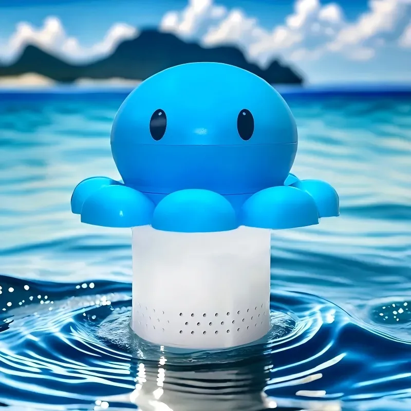 Novo gota de piscina retrátil de polvo azul-gota de piscina flutuante automática para piscinas lançador de piscina para festa na piscina interna e externa