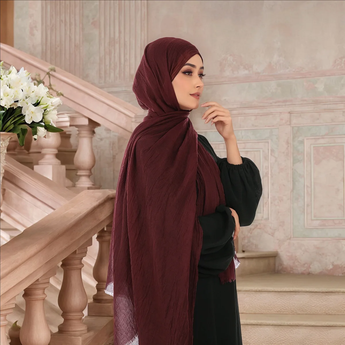 الصيف تنفس الأوشحة هامش الحجاب النساء وشاح مسلم الحجاب شالات التفاف عمامة عصابات عقال Bufanda Turbante Mujer