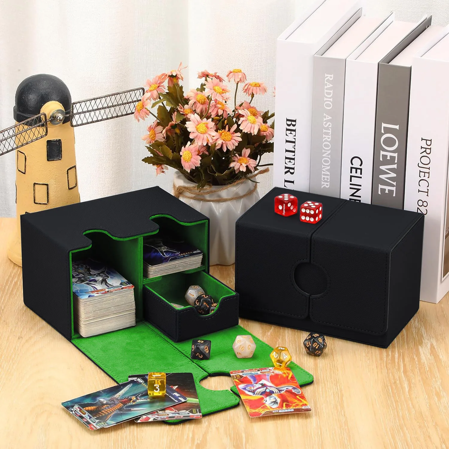 PU 가죽 커맨더 카드 데크 케이스, 마그네틱 클로저 카드홀더, 매직 게임 카드에 적합, 200 + 트레이딩 카드 보관함, 신제품