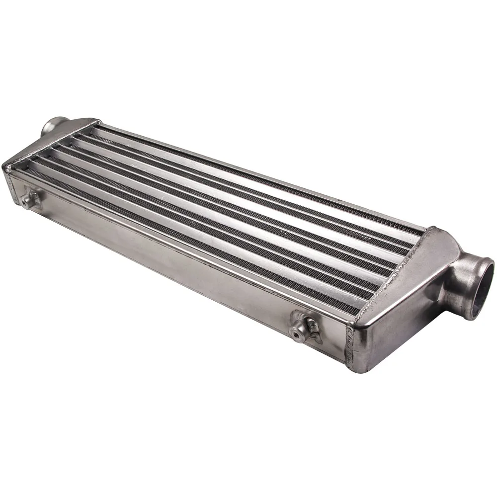 

MaXpeedingrods Universal 2.5" IN/OUTLET Tube & Fin Front Mount Turbo Intercooler 27'' X 7'' X 2.5'' Polished Aluminum
