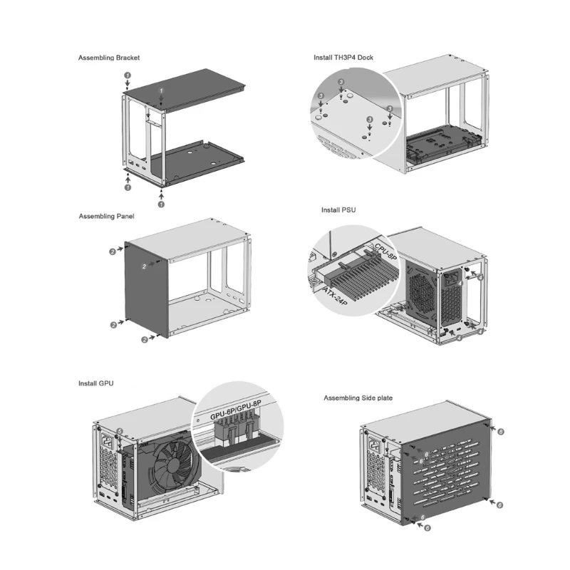 B2EF PC 케이스 섀시 프레임 지원, TH3P4G3 썬더볼트 호환 허브, 및 1U 전원 공급 장치 지원
