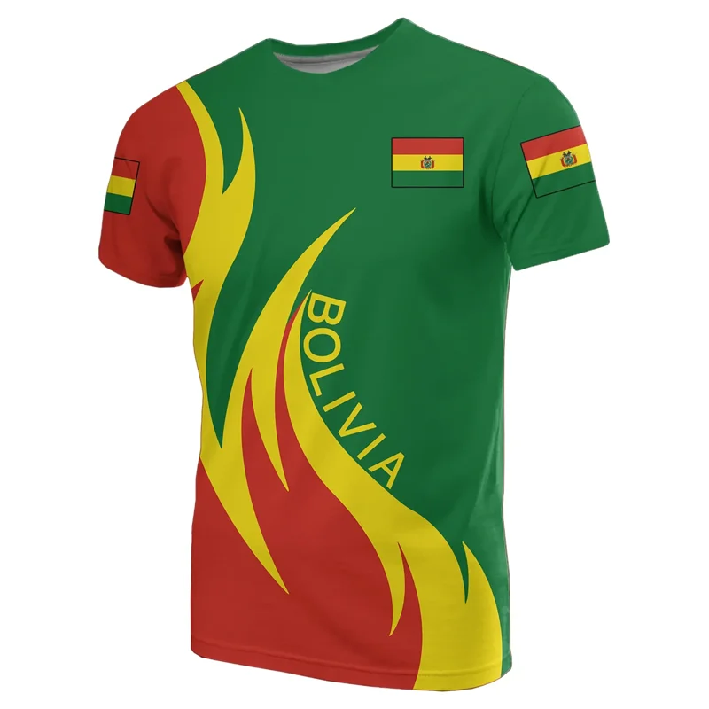 Fashion Bolivia Flag 3D Printed T-Shirt Men Sportswear Tee Shirts Crew Neck Short Sleeves Summer Casual Street Loose T Shirt