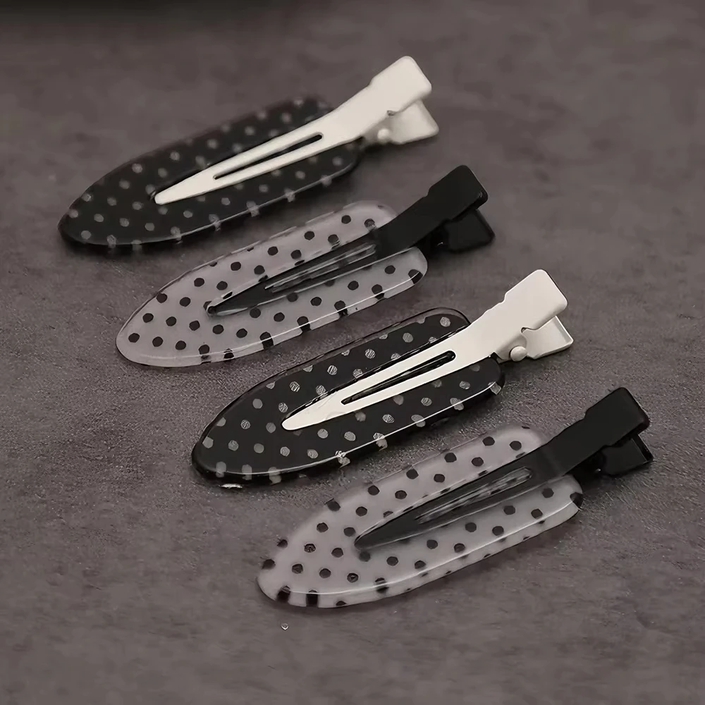 Black White Polka Dot Acrylic Hair Clips Minimalist Secure Hold Suitable for Daily Wear Party Outfits Hair Styling Accessories