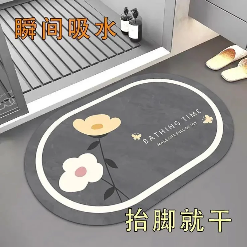 Nordic Bathroom Absorbent Pad Diatomaceous Earth Bathroom Floor Mat Quick Drying Non Slip Floor Kitchen Toilet Door Rug