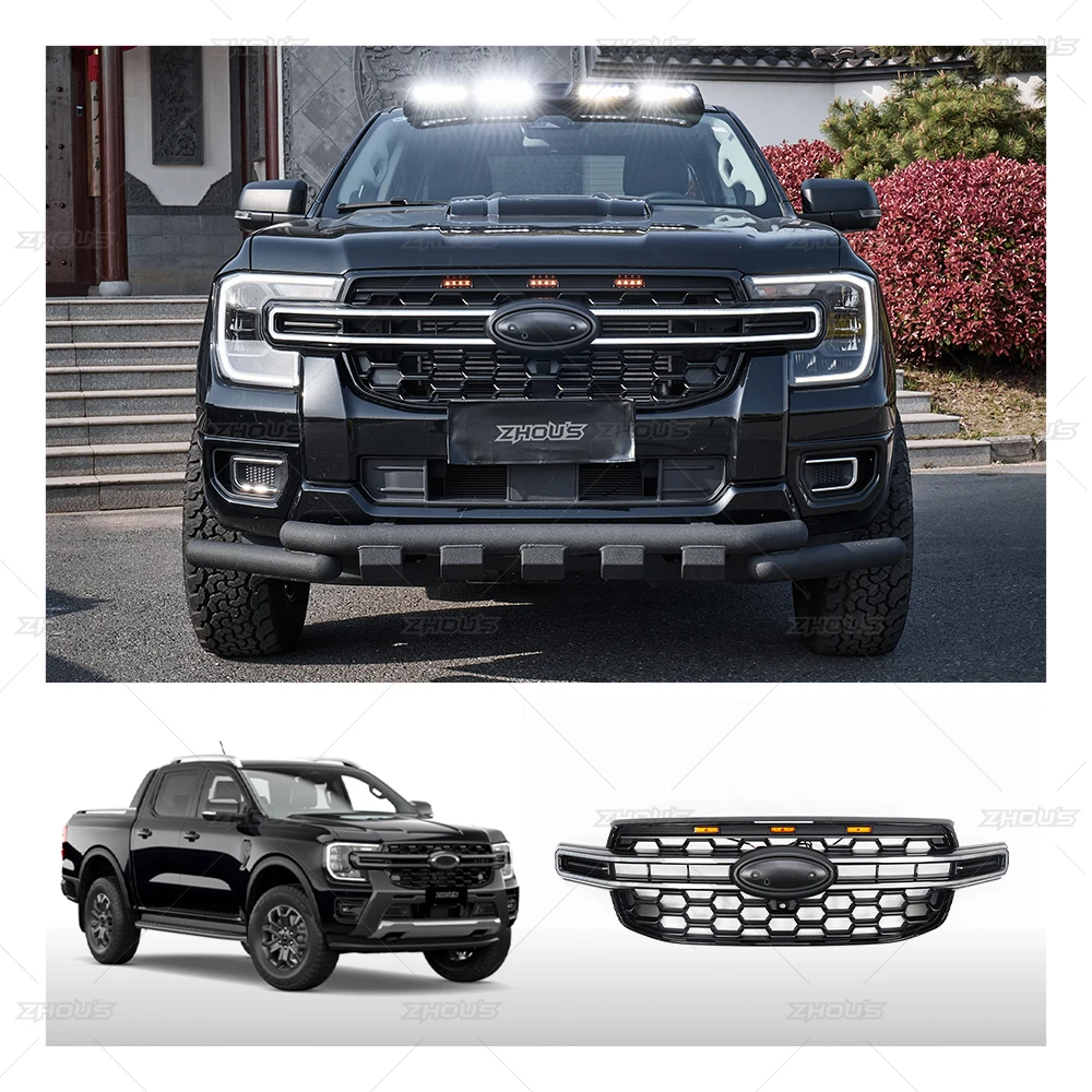 Zhous Design Accessori di ricambio per veicoli 4X4 Parti esterne Griglia anteriore a LED per Ford Ranger T9 2023 2024 2025