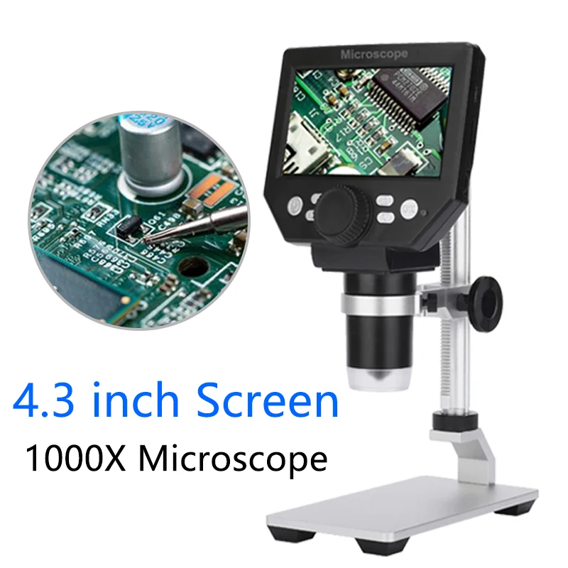 

Digital Electron Microscope 4.3 Inch 1000X Zoom LCD Electron Microscope Welding Mobile Phone Maintenance Camera Magnifying Glass