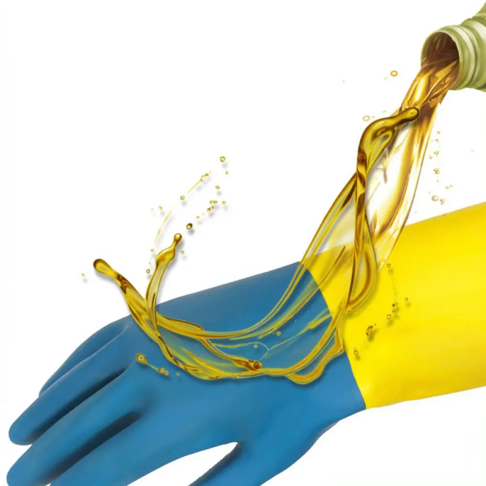Yellow Blue Work Gloves Waterproof Acid Resistant Safety Protection Equipment For Chemical Industrial Cleaning Heavy Duty