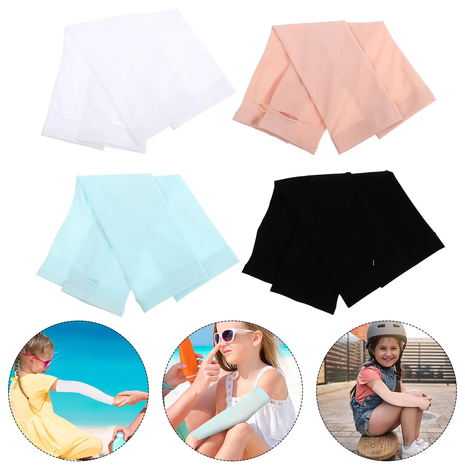 

4Pairs Sunshading Ice Sleeves Kids Cooling Arm Protective Covers Breathable Lightweight Comfortable Summer Outdoor Sports Arm