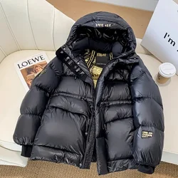 2023Winter High Quality 90%White Duck Down Coat Women Short Black Hooded Puffer Jacket Thick Warm Waterproof Snow Parkas Outwear