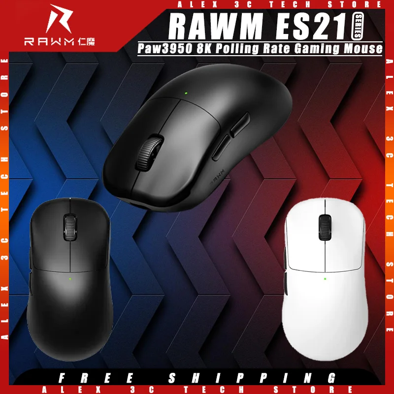 

RAWM ES21 Pro Gaming Mouse Tri-mode Wireless Paw3950 Sensor 8K Polling Rate Lightweight Customized Gaming Mouse Pc Accessories