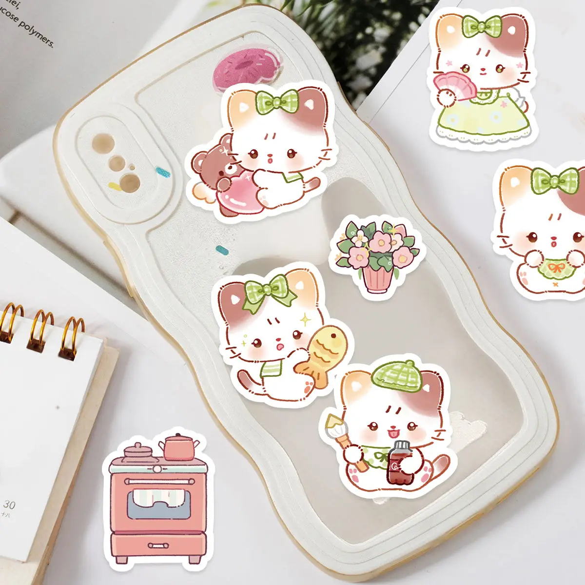 45 PCS Cute Cartoon Kitten Student DIY Stationery,Diaries,Cups,Mobile Phones, Laptops, Luggage,Scrapbooks,Decoration Stickers