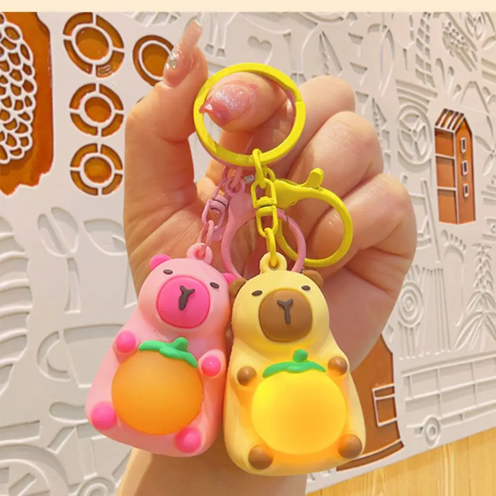 Toy Cute Capybara Keychain New Charm Glowing Pendant Cartoon Key Ring for Gift