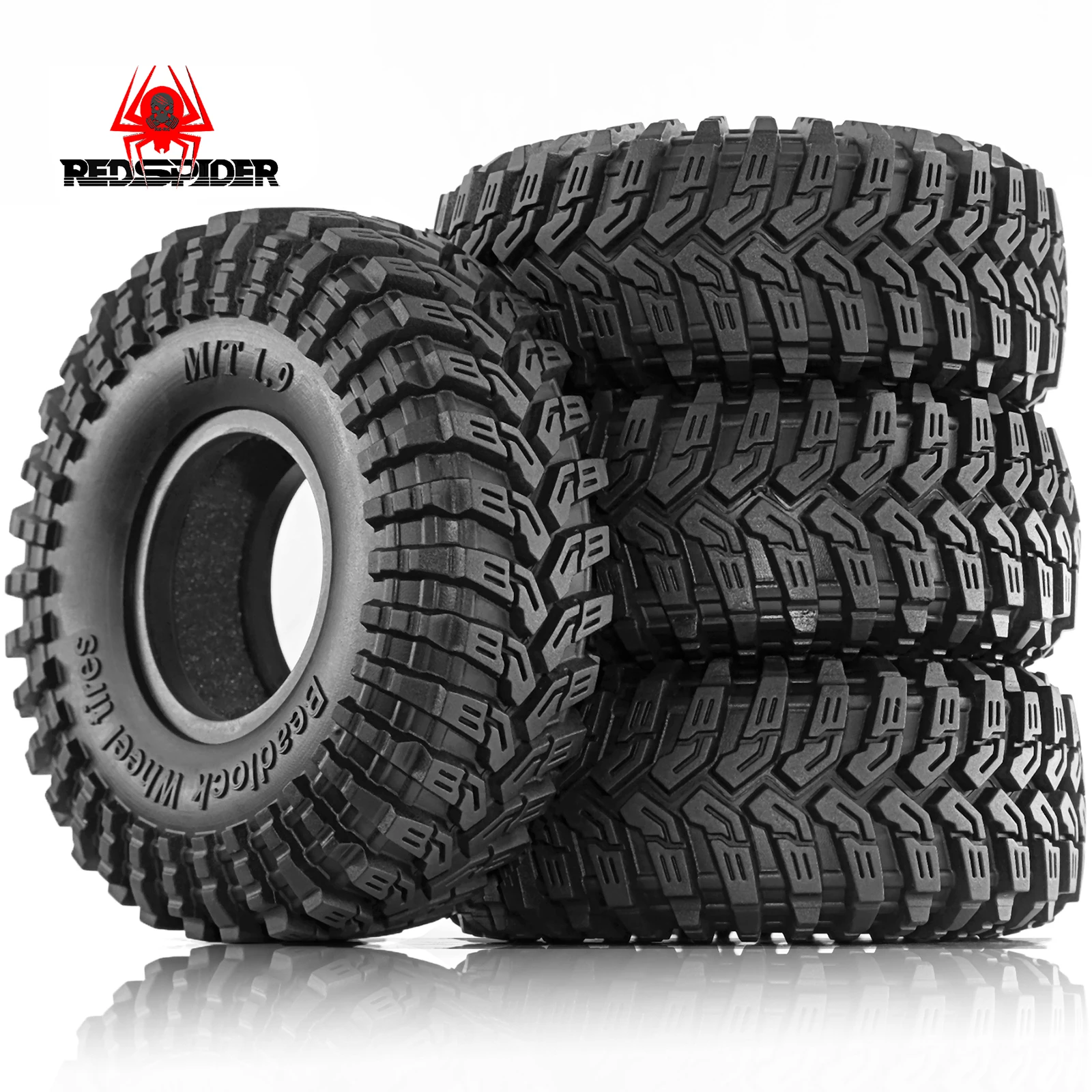

RED SPIDER 1.9 inch Rubber Beadlock Wheel Tires w/ Sponge for Axial AXI03004 Capra 1/10 RC Car Monster Truck Upgrade Parts