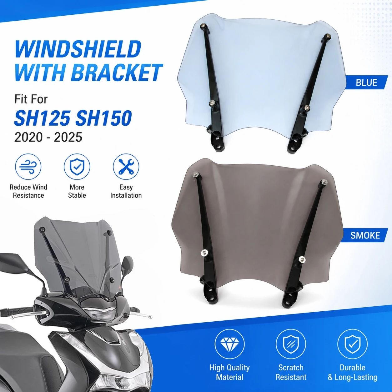 Fit For HONDA SH125 SH150 2020 - 2025 SH 125i 150i European Version Motorcycle Windscreen Windshield