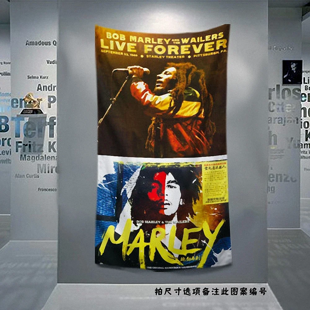 Retro Rock Music Cloth Art Flag Banner Bob Marley Jamaican Reggae Poster Tapestry Hanging Painting Background Decor