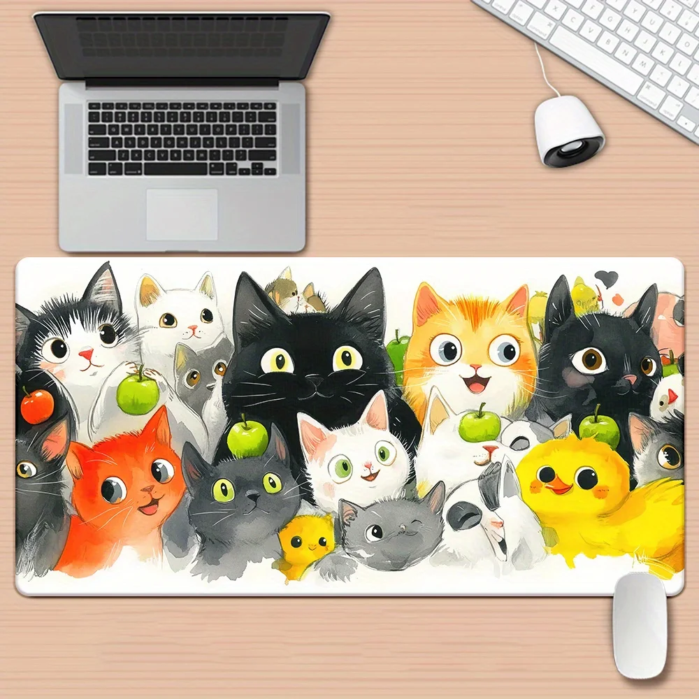 

1pc Cat Patterns HD Printed Pad for Desk, Multi Functional XXL Mousepad, Keyboard Gaming Mouse Mats, Office Computer PC Gamer De