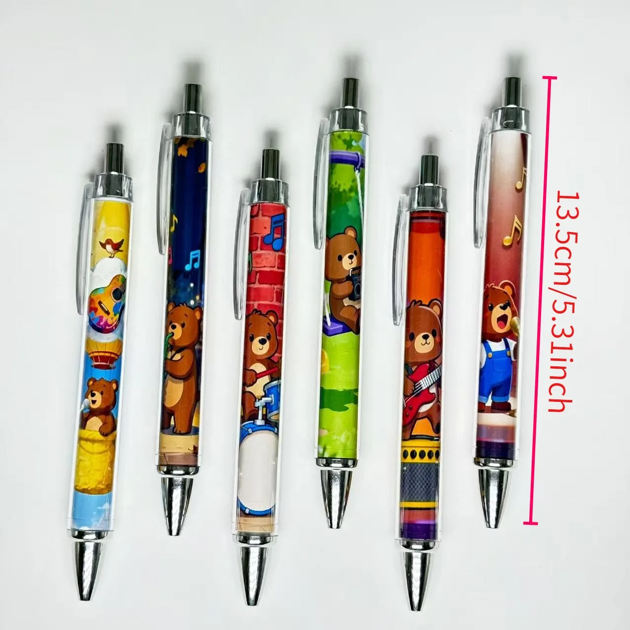 7pcs/14pcs Creative Music-Themed Ballpoint Pens, Bear-Themed Ballpoint Pens, Student Writing Pens