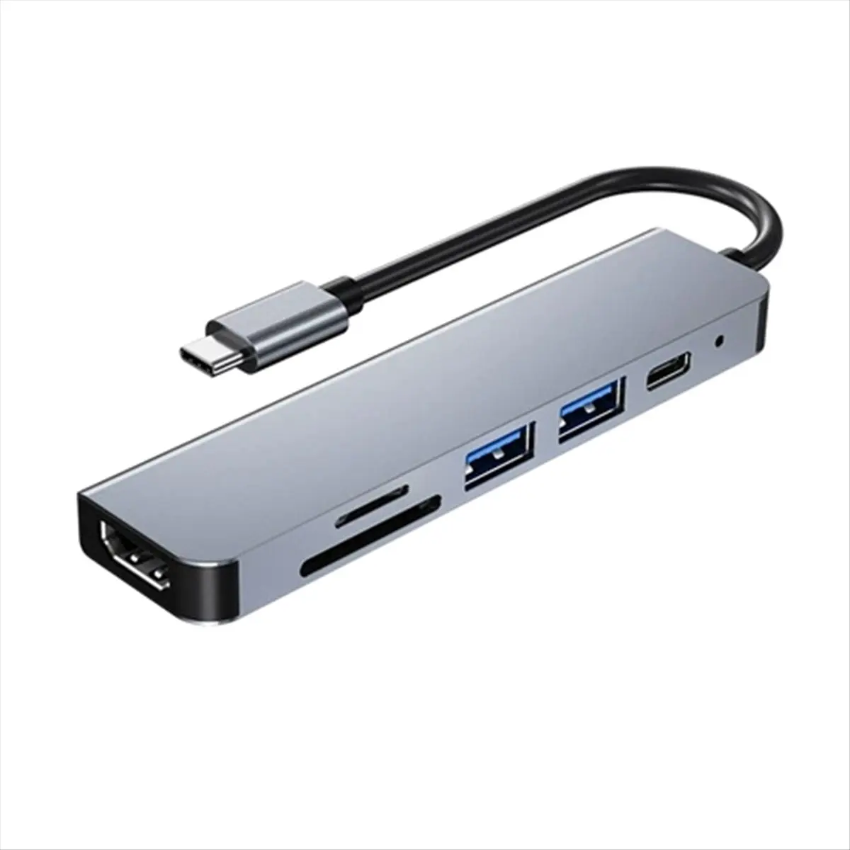 [VALUE PACK]6 in 1 USB C HUB 4K 30Hz Type C to -Compatible USB Splitter TF SD Multi Converter USB Adapter for PC Laptop