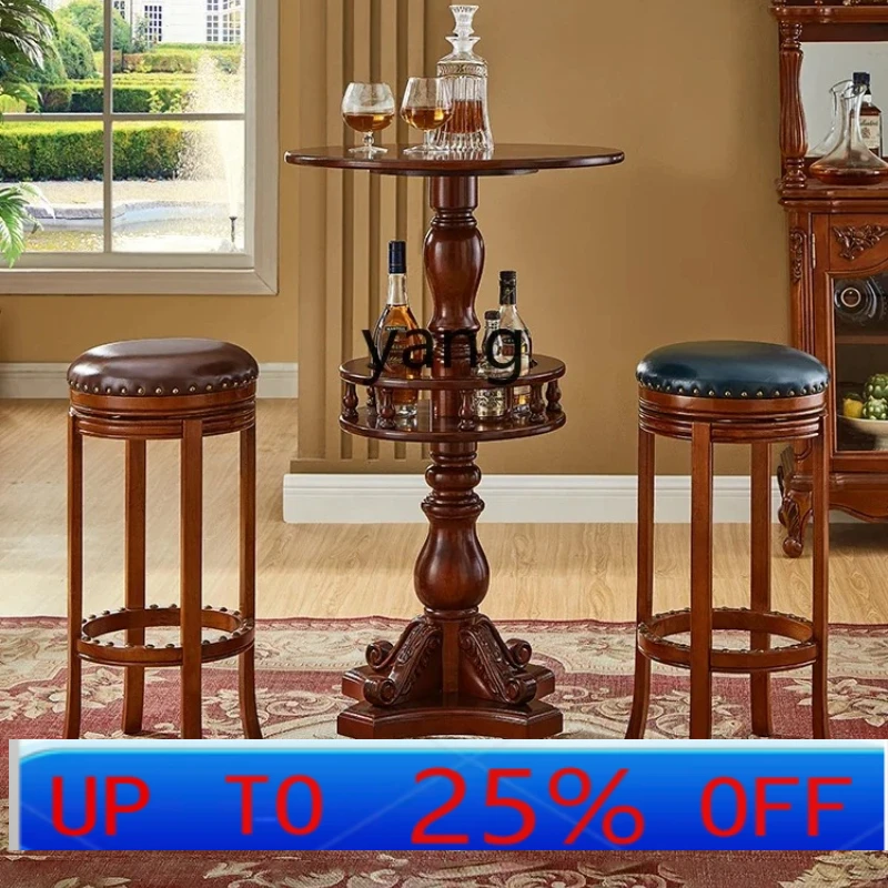 

LTT solid wood bar stool rotatable bar chair high stool retro bar chair