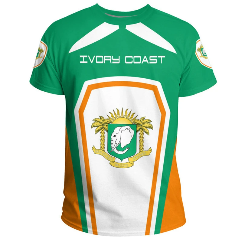 

Oversized T-shirts 3D Print Cote DIvoire Emblem Flag CI Lvory Coast Retro Clothing Streetwear Casual Short-sleeve T Shirt Tops