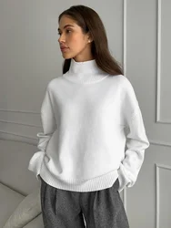 Bornladies Autumn Winter Turtleneck Sweater Women's Oversized Fashion Casual Pullover Top Warm Solid Basic Loose Knitted Jumper