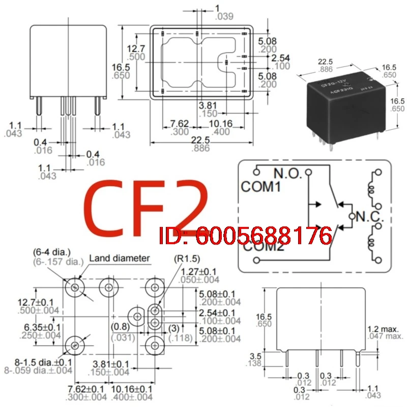10PCS New CF2-12V ACF231 Relay 8pins